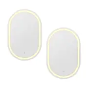 TOOLKISS 2 LED Wall Mirror with Light 50X75CM – Oval Bathroom Decor Mirror, Vanity Mirror with Anti-Fog, Adjustable Brightness & Color, Touch Control