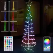 6Ft Spiral Christmas Tree Outdoor Christmas LED Lighted Artificial Tree with ...