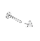 Push-In Stud 3 Natural Diamond Prong Setting 14K Gold 18G Labret Ear Stud