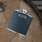 Personalised Black Leatherette 6oz Hip Flask