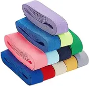 BENECREAT 12 Colors 32.8 Yards Ribbon Elastic 1" Wide Stretch Sewing Craft Elastic Band for Hair Ties Headbands
