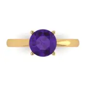1.5Ct Round Cut - Natural Gemstone Solitaire Ring Yellow Gold, Anniversary Gift