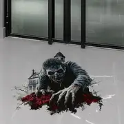 Halloween Zombie Wall Sticker, Scary Broken Wall Decal for Bedroom and Living Room, Self-Adhesive Haunted House Decoration, Spooky 3D Peel and Stick Wall Art f
