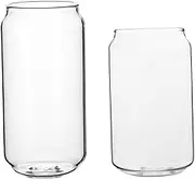 ABOOFAN 2Pcs Heat Resistant Glass Drinking Cups Can Shaped Cocktail Glasses for Water Juice and More Fun Flat Bottom Design for Parties and Gatherings