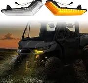 ZUXIM DRL Signal Light, for Can am, for Defender Max 2020 Commander 2021 Front Fang Accent Signature Lights White DRL Yellow Flashing Lights Motorcycle Turn Signal Light(White Amber)