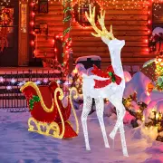 CostwayLED Lighted Christmas Reindeer and Santa Sleigh