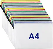 [Ningchuya] 15Pcs Wallets Document Wallet, A4 Mesh Document File Folders Pouch Zipper Bags, Document Mesh Bag for File Board Game School Office Home Travel Storage, Puzzles (5 Colors)