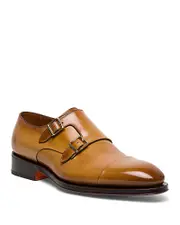 Santoni Men's Carter Cap Toe Double Monk Strap Dress Shoes