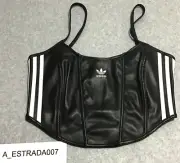 Adidas Originals Firebird Pleather Corset Women's Size 10 Black Top IY7317
