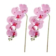 2 Pcs 38 Inch Artificial Orchid Stems Phalaenopsis Flowers Purple/Pink