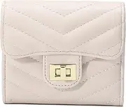 [LJCZKA] Small PU Leather Purse for Women, Small Card Holder Purse Ladies, Short Wallet Women with Multi Card Slots and Zipper Compartment, White, 12*10.3*2.5cm