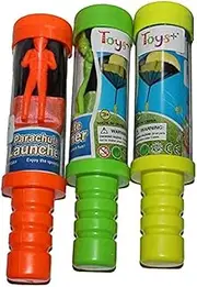 Toys+ Skydiver Parachute Men 3 Piece Set- Tangle Free with Launcher containers (Colors and Styles May Vary)