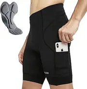 [GERZHIUBN] Men's Cycling Shorts Padded 4D Bike Biking Half Pants Bicycle Riding Quick-Dry Anti-Slip with Pocket