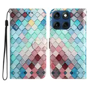 Wallet Case for Motorola Edge 60 5G/ 60s 5G/ 60 Fusion 5G Printed Pattern PU Leather Stand Phone Cover with Strap Grid