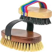 Horse Grooming Kit Mane and Tail Detangler - Equestrian Bristle Brush with Natural Bristles and Leather Strap - Perfect Horse Gifts Two Sizes Bundle Pack of 2