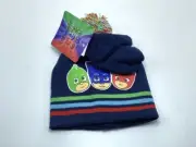 PJ Masks Knit Hat Beanie Mittens Toddler Ages 2-4 Gekko Catboy Owlette Glove New