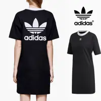 在飛比找蝦皮商城優惠-Adidas 黑 洋裝 女款 運動 休閒 純棉 短袖 連身裙