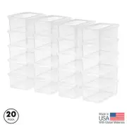 Stackable Plastic Storage Bins with Lids, Clear Containers, Available in 5 Sizes