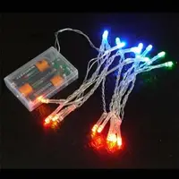 在飛比找森森購物網優惠-摩達客 聖誕燈 LED燈串20燈電池燈 (四彩光/透明線) 