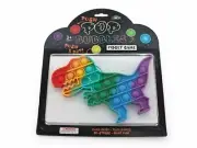 SILICONE PUSH POP BUBBLE GAME DINOSAUR 19CM RAINBOW 1 PC FIDGET NOVELTY