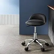 Artiss PU Salon Stool, Bar Stools Swivel Lounge Drafting Chair Piano Guitar Seat Hairdressing Barber Chairs Outdoor Spa Indoor Home Office Kitchen Furniture, Adjustable Height Lift Backrest Black