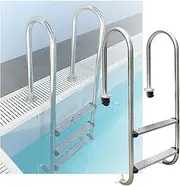 Swimming Pool Ladder,2 Steps Swimming Pool Stainless Steel Step with Handrails, Pool Pedal Ladder for Indoor Pool Outdoor Pool(Pre-Buried,2-Steps1.5mm)