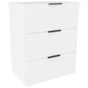 Lugna 768 x 600 x 380mm White 3 Drawer Unit
