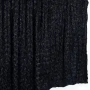 8 ft x 8 ft BLACK Satin Rosette Backdrop CURTAIN Photo Booth Decorations Party