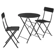 SUNDSÖ table and 2 folding chairs, outdoor anthracite/anthracite, 65 cm