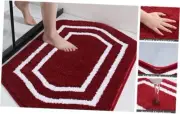 Extra Thick Bath Rugs - Anti-Slip Bath Linen Sets Mats Soft 24"x 36" White/Red