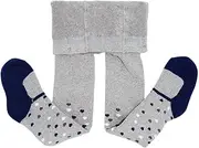 Snegyu Cute Thermal Tights for Children Girls Toddler Leggings Socks Baby Girls Knitted Cotton Thick Tights for Winter, Grey Heart Pattern, 4-5 Years