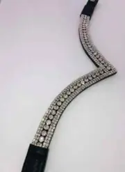 Leather Five Row Clear Crystal V Shape Browband For Bridle Horses ,Full Size F/S