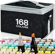 168 Colors Marker Pens Sets, Dual Tips Art Marker Pens with Holder, Quick Drying, Non-staining and Durable, Sketch Markers Pen for Painting, Coloring and Drawing