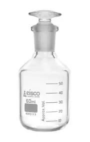 Eisco Labs 60ml Graduated Reagent Bottle with Stopper - Borosilicate Glass