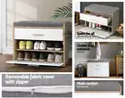 New Shoe Cabinet Bench Shoes Storage Organiser Rack Fabric Seat Wooden Cupboard