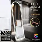 LED Lighted Full Length Floor Mirror Standing Hallway Arched Makeup Wall Mirror