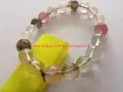 12mm Faceted Watermelon Tourmaline Round Gemstone Beads Stretch Bracelet 7.5"
