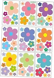 ULDIGI 9 Sheets Removable Flower Design Wall Stickers for Bedroom Elegant Floral Decals for Nursery Living and Home Decor for DIY Background Decoration