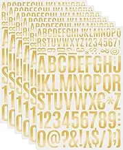6 Sheets Gold Letter Stickers, Self Adhesive 1.7Inch Large Letter Stickers, Waterproof Alphabet Stickers and Number Stickers for Mailbox Bulletin Board Decoration, Numbers Labels DIY Crafts Art Making
