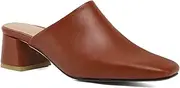 [MOOMMO] Women Chunky Heel Mules Closed Toe Square Toe Slip On Backless Pumps