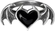 Biker Jewelry Gothic Vampire Bat Heart Wing Finger Ring Vintage Love Demon Peach