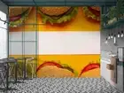 3D Hamburger Rectangle Vegetable Self-adhesive Removeable Wallpaper Wall Mural