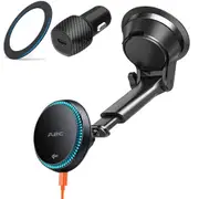 A2C Qi2 MagSafe Wireless Charger Car Mount with Car Adapter, Genuine Windshield Magnetic 15W Wireless Fast Charger Phone Holder for Universal