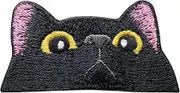 pipomama Black Cat Face Iron On Patches for Clothing - Embroidered Applique Patch Badge Sew On Cry Cat Emblem DIY Craft