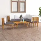7 Pcs Patio Lounge Set Solid Acacia Wood Modular Garden Sofa With Cushions