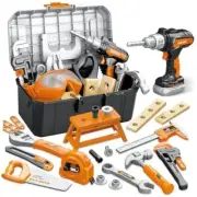 Kids Tool Set with Portable Tool Box & Electronic Toy Drill, Toddler Tool
