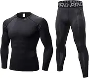 [Lanbaosi] Men's Thermal Underwear Sets Long Johns Compression Shirts and Pants Winter Warm Base Layer Cold Weather Sport Suits