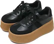 [ラブハンター] Love Hunter 2228 Sneakers, Lace-up Sneakers, Low Cut, Thick Sole, 3.0 inches (7.5 cm), Wedge Sole, Rib Sole, Platform, Unisex, 10.6 inches (27.0 cm), Black, 27.0 cm