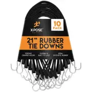 Rubber Bungee Cords with Hooks 10 Pack 21 Inch (32” Max Stretch)
