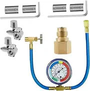 Vsenkes Vehicle AC Recharge Hose Set with Gauge Rubber Hose Accessory Anti Leaking Simple Assembly Self Sealing Adapter
